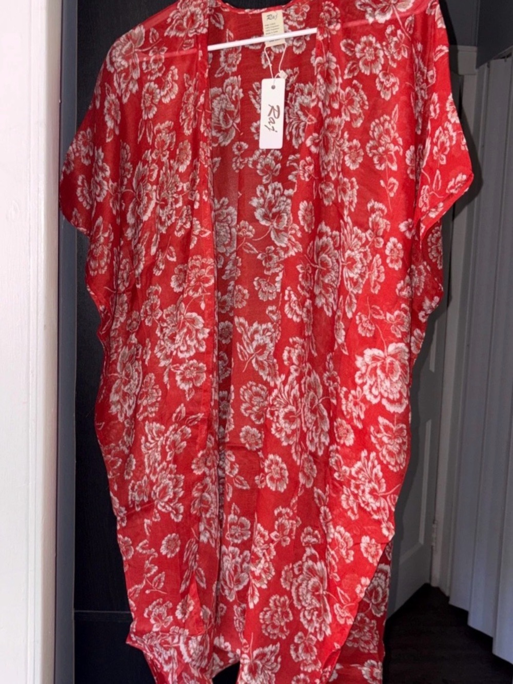 Raj Red Floral Kimono Cardigan